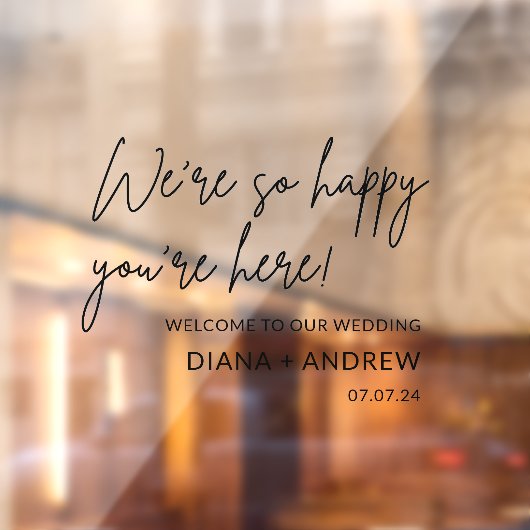 Stijlvolle Welkom Bruiloft Cling Decal Sign (Vel 2)