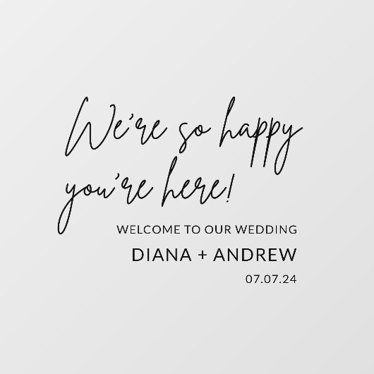 Stijlvolle Welkom Bruiloft Cling Decal Sign (Vel)