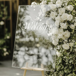 Stijlvolle Welkom witte Kalligrafie Trouwbord Acryl Bord