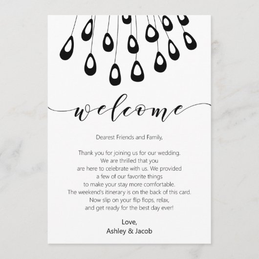 Stijlvolle Welkomstbrief & reisroute-Kaart Programmakaart (Voorkant)