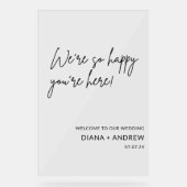 Stijlvolle welkomstkalligrafie Trouwbord Acryl Bord (Voorkant)