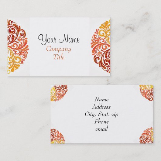 Stijlvolle wervelingen visitekaartje (Voorkant / Achterkant)