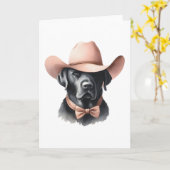 Stijlvolle Westerne Cowboy Pet Black Lab Groet Kaart (Gele Bloem)