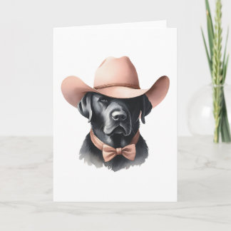 Stijlvolle Westerne Cowboy Pet Black Lab Groet Kaart
