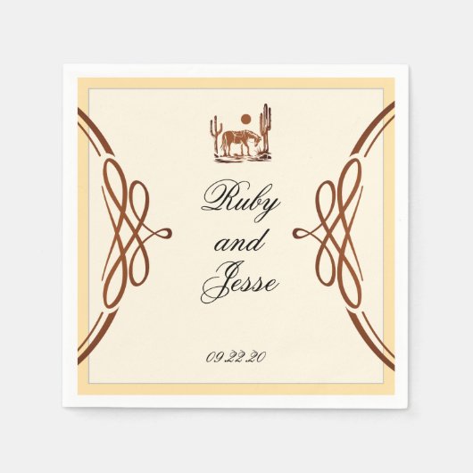 Stijlvolle Westerne donkerbruine bruiloft Servet (Voorkant)