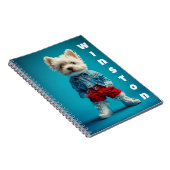 Stijlvolle Westie Pup in Denim en Sneakers Notitieboek (Rechterzijde)
