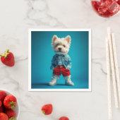 Stijlvolle Westie Pup in Denim en Sneakers Servet (Insitu)