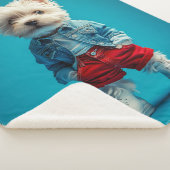 Stijlvolle Westie Pup in Denim en Sneakers Sherpa Deken (3/4)