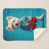Stijlvolle Westie Pup in Denim en Sneakers Sherpa Deken (Voorkant (horizontaal))