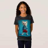 Stijlvolle Westie Pup in Denim en Sneakers T-shirt (Voorkant volledig)