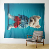 Stijlvolle Westie Pup in Denim en Sneakers Wandkleed (In Situ (horizontaal))