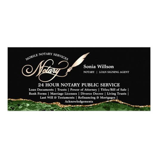 Stijlvolle wet voor mobiele notaris en leningteken reclamekaart (Voorkant)