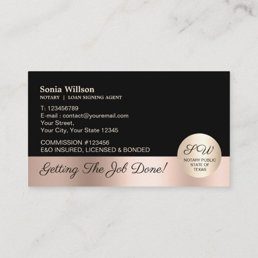 Stijlvolle wet voor mobiele notaris en leningteken visitekaartje (Achterkant)
