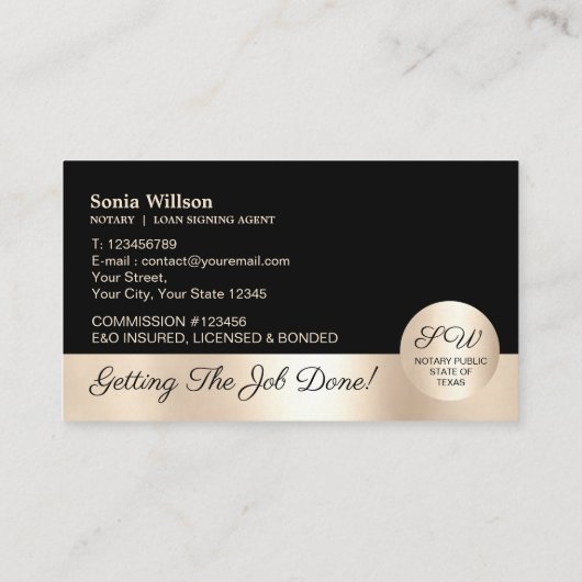Stijlvolle wet voor mobiele notaris en leningteken visitekaartje (Achterkant)