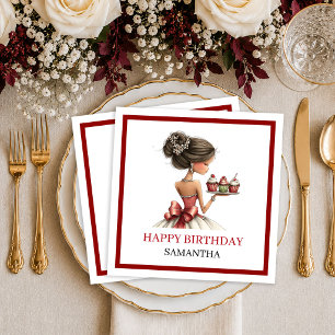 Stijlvolle Whimsical Vrouw Marsala Script Servette Servet