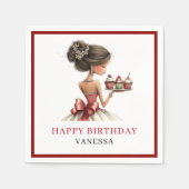 Stijlvolle Whimsical Vrouw Marsala Script Servette Servet (Voorkant)