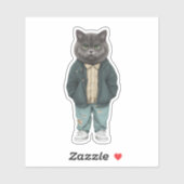 Stijlvolle Whiskers: Dapper Brits Kort haar Sticker (Vel)