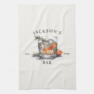 Stijlvolle Whiskey Cocktail Naam & Jaar Thuisbar Theedoek