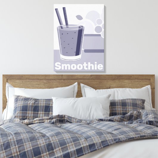Stijlvolle White-Blue Smoothie Tumbler Kitchen Art Canvas Afdruk (Insitu (Slaapkamer))