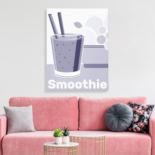 Stijlvolle White-Blue Smoothie Tumbler Kitchen Art Canvas Afdruk (Insitu (Woonkamer))