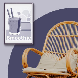 Stijlvolle White-Blue Smoothie Tumbler Kitchen Art Canvas Afdruk