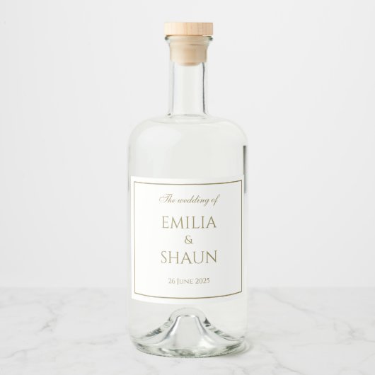 Stijlvolle White en Gold Liquor Labels Likeurfles Etiket (Voorkant)