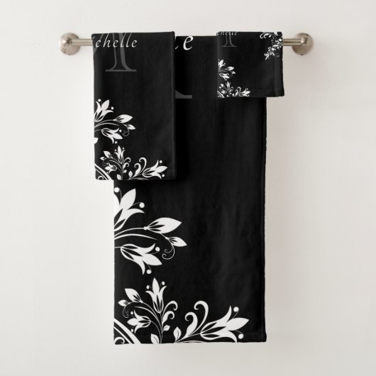 Stijlvolle White Floral Art Bad Handdoek (Insitu)