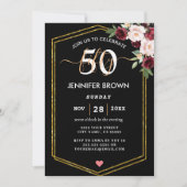 stijlvolle White Floral & Glitter 50th Birthday Pa Kaart (Voorkant)