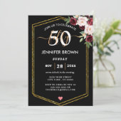 stijlvolle White Floral & Glitter 50th Birthday Pa Kaart (Staand voorkant)