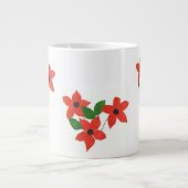Stijlvolle White Jumbo Mok met Red Flowers (Voorkant)