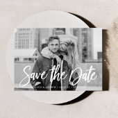 Stijlvolle White Script Photo Save the Date
