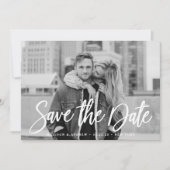 Stijlvolle White Script Photo Save the Date (Voorkant)