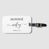 Stijlvolle Wifey Naam Datum Script Bagage Label On (Voorkant (horizontaal))