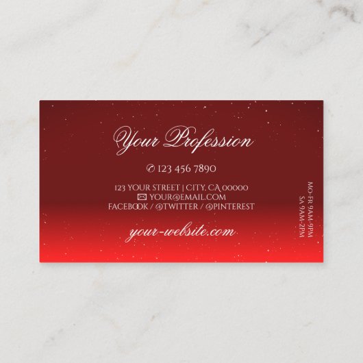 Stijlvolle wijn - Red Sparking Diamonds Profession Visitekaartje (Achterkant)