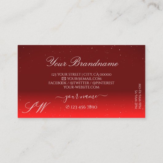 Stijlvolle wijn rode mousserende diamanten met mon visitekaartje (Achterkant)