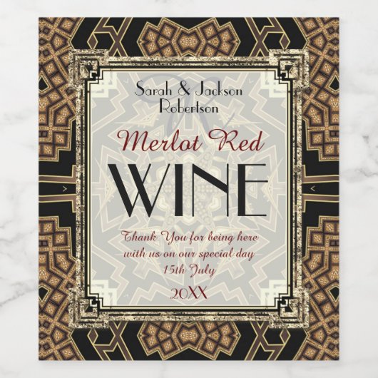 Stijlvolle wijnlabels | Zwart goudkleurige Deco Bo Wijn Etiket (Enkel label)