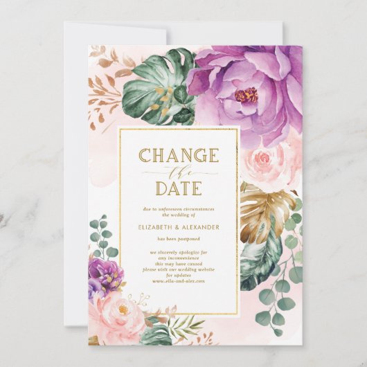 Stijlvolle Wijzig de Datum Trouwen Nieuw Plan Gean Kaart (Voorkant)