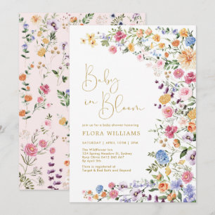 Stijlvolle Wildbloem-Baby in Bloom Girl Shower Kaart