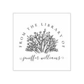 Stijlvolle Wildbloemen Aangepaste bibliotheek Boek Rubberstempel (Afrduk)