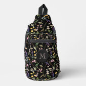 Stijlvolle Wildbloemen op zwart Sling Bag (Voorkant)