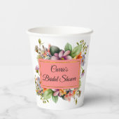 Stijlvolle Wilde Bloemen Bruiloft Feest Papieren Bekers (Achterkant)