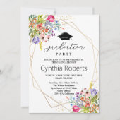 Stijlvolle wilde bloemen lente afstudeeruitnodigin kaart (Voorkant)