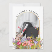 Stijlvolle wilde bloemen lente afstudeeruitnodigin kaart (Achterkant)