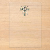 Stijlvolle Wildflower Garden Baptim Acryl Uitnodigingen (Voorkant)