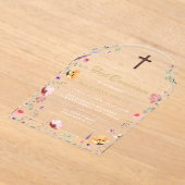 Stijlvolle Wildflower Garden Eerste Heilige Commun Acryl Uitnodigingen (Laagn)