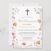 Stijlvolle Wildflower Garden Eerste Heilige Commun Kaart (Voorkant)