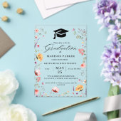 Stijlvolle Wildflower Meadow Garden Afstuderen Acryl Uitnodigingen (Insitu (Huwelijk))