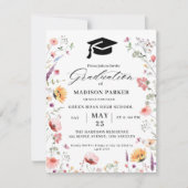 Stijlvolle Wildflower Meadow Garden Afstuderen uit Bedankkaart (Voorkant)