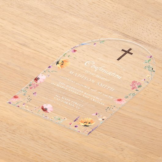 Stijlvolle Wildflower Meadow Garden bevestiging Acryl Uitnodigingen (Laagn)