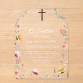 Stijlvolle Wildflower Meadow Garden bevestiging Acryl Uitnodigingen (Voorkant)